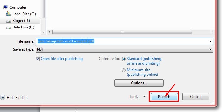 cara mengubah word ke pdf offline